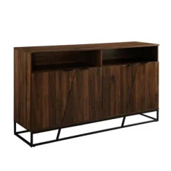 Dark Walnut Angled Door Wooden Sideboard Cabinet-Kirkland's Home Flash Sale
