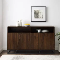 Dark Walnut Angled Door Wooden Sideboard Cabinet-Kirkland's Home Flash Sale