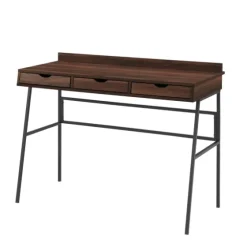 Dark Walnut Angled 3-Drawer Desk-Kirkland's Home Discount