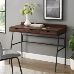Dark Walnut Angled 3-Drawer Desk-Kirkland's Home Discount