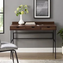 Dark Walnut Angled 3-Drawer Desk-Kirkland's Home Discount
