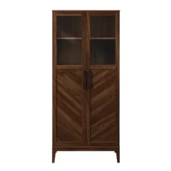 Dark Walnut Chevron Wooden Storage Cabinet-Kirkland's Home Sale