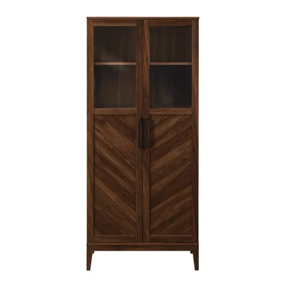 Dark Walnut Chevron Wooden Storage Cabinet-Kirkland's Home Sale