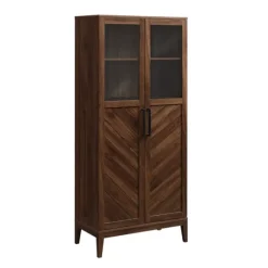Dark Walnut Chevron Wooden Storage Cabinet-Kirkland's Home Sale