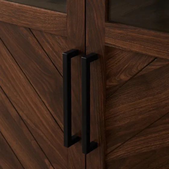 Dark Walnut Chevron Wooden Storage Cabinet-Kirkland's Home Sale