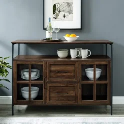 Dark Walnut 3-Door Industrial Sideboard And Buffet-Kirkland's Home Store