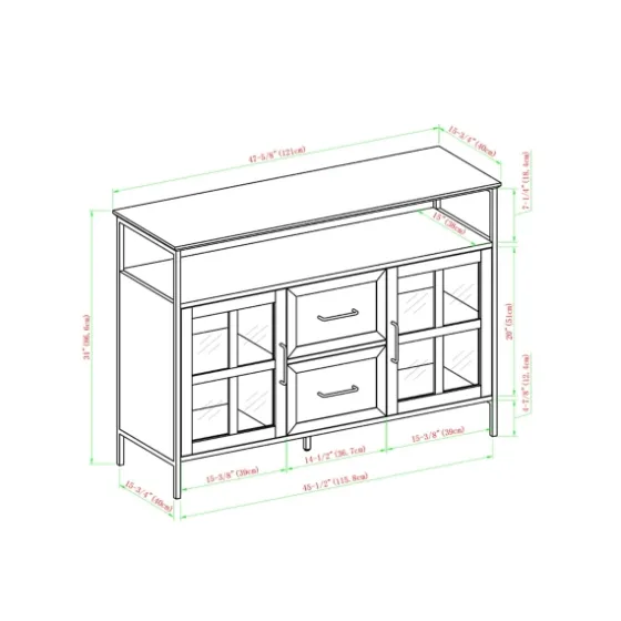 Dark Walnut 3-Door Industrial Sideboard And Buffet-Kirkland's Home Store