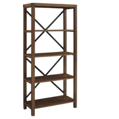 Dark Walnut Farmhouse Metal Bookcase-Kirkland's Home Best
