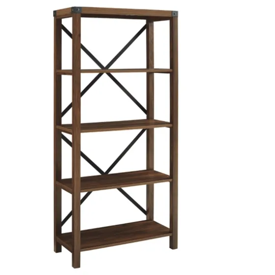 Dark Walnut Farmhouse Metal Bookcase-Kirkland's Home Best