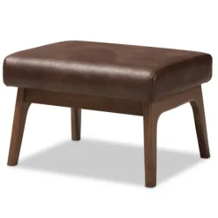 Dark Walnut Faux Leather Ottoman-Kirkland's Home Best