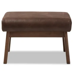 Dark Walnut Faux Leather Ottoman-Kirkland's Home Best