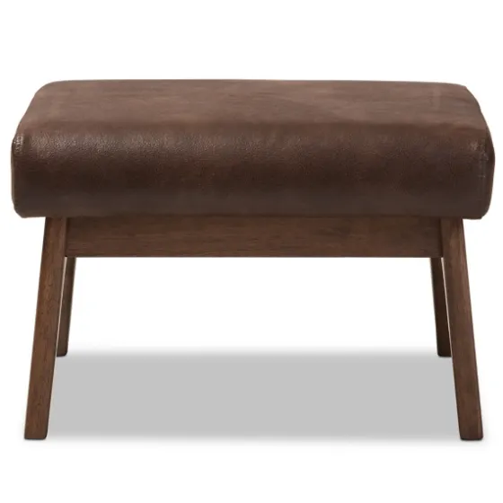 Dark Walnut Faux Leather Ottoman-Kirkland's Home Best