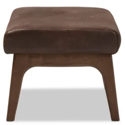 Dark Walnut Faux Leather Ottoman-Kirkland's Home Best