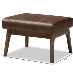 Dark Walnut Faux Leather Ottoman-Kirkland's Home Best