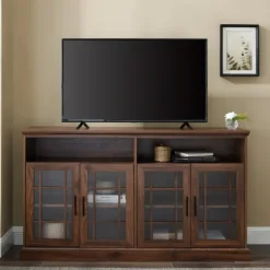 Dark Walnut Glass Door Classic Tv Stand-Kirkland's Home Outlet