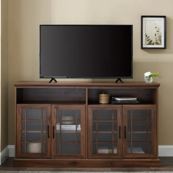 Dark Walnut Glass Door Classic Tv Stand-Kirkland's Home Outlet