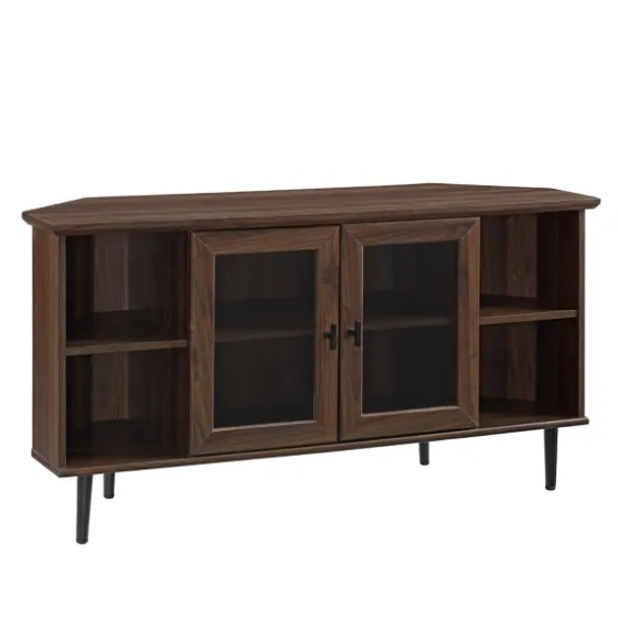 Dark Walnut Glass Door Corner Tv Stand-Kirkland's Home Online