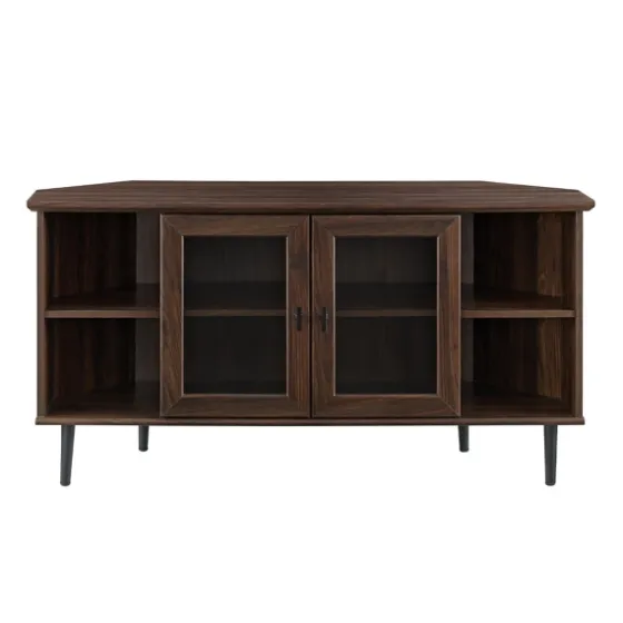 Dark Walnut Glass Door Corner Tv Stand-Kirkland's Home Online