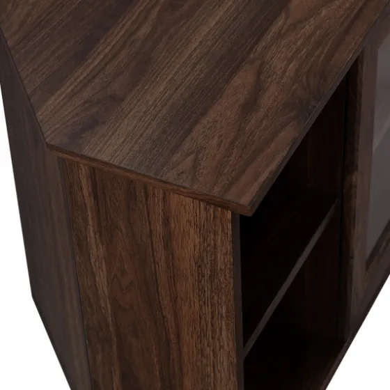Dark Walnut Glass Door Corner Tv Stand-Kirkland's Home Online