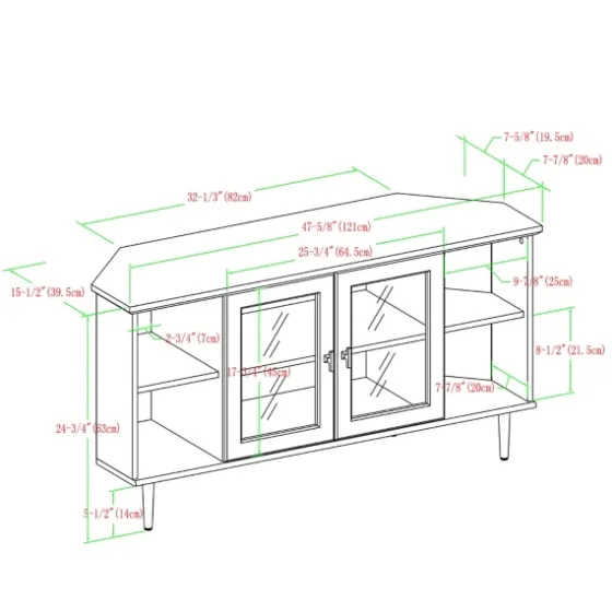 Dark Walnut Glass Door Corner Tv Stand-Kirkland's Home Online