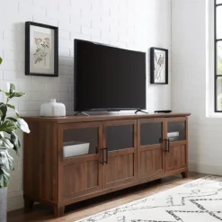 Dark Walnut Glass Paneled Door Tv Stand-Kirkland's Home Sale
