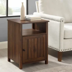 Dark Walnut Grooved Door Side Table-Kirkland's Home Flash Sale