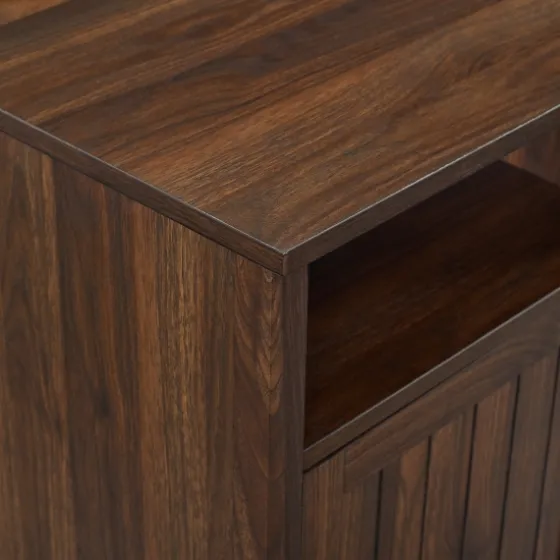 Dark Walnut Grooved Door Side Table-Kirkland's Home Flash Sale