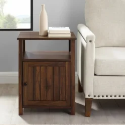 Dark Walnut Grooved Door Side Table-Kirkland's Home Flash Sale