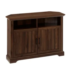 Dark Walnut Grooved Door Corner Tv Stand-Kirkland's Home Cheap