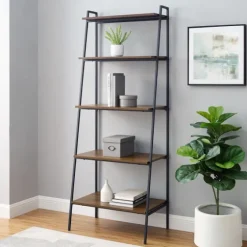 Dark Walnut Industrial Ladder Shelf-Kirkland's Home Clearance