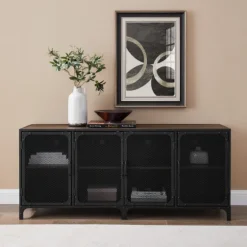 Dark Walnut Industrial Sideboard Cabinet-Kirkland's Home Cheap