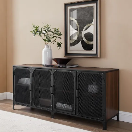 Dark Walnut Industrial Sideboard Cabinet-Kirkland's Home Cheap