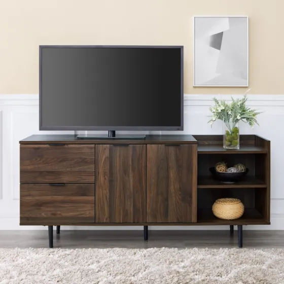 Dark Walnut Mid-Century 4-Door Tv Stand-Kirkland's Home New
