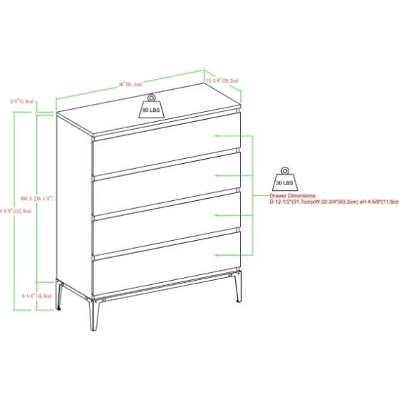 Dark Walnut Midcentury Four-Drawer Chest-Kirkland's Home Fashion