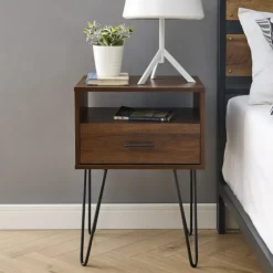 Dark Walnut Modern Farmhouse Side Table-Kirkland's Home Flash Sale