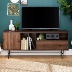 Dark Walnut Modern Record Storage Tv Stand-Kirkland's Home Clearance