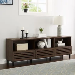 Dark Walnut Rustic Slat Door Tv Stand, 70 In.-Kirkland's Home Best