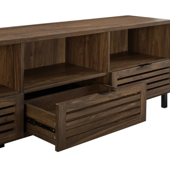 Dark Walnut Rustic Slat Door Tv Stand, 70 In.-Kirkland's Home Best