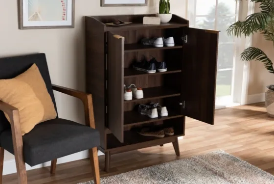 Dark Walnut 5-Shelf Wooden Shoe Cabinet-Kirkland's Home Best