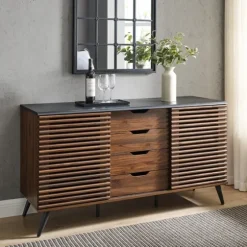 Dark Walnut Slatted 4-Drawer Cabinet-Kirkland's Home Best