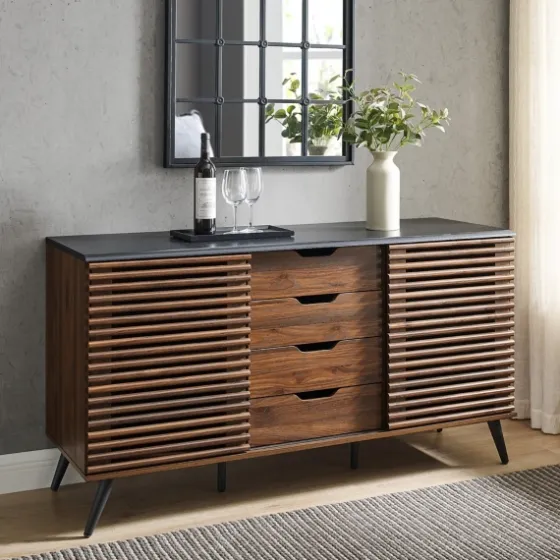 Dark Walnut Slatted 4-Drawer Cabinet-Kirkland's Home Best