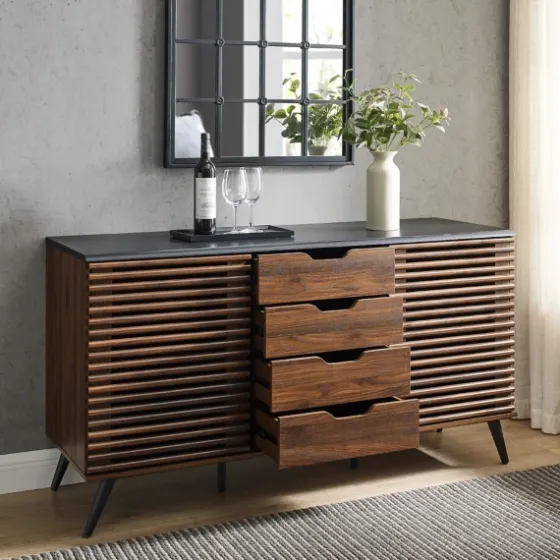Dark Walnut Slatted 4-Drawer Cabinet-Kirkland's Home Best