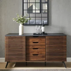 Dark Walnut Slatted 4-Drawer Cabinet-Kirkland's Home Best