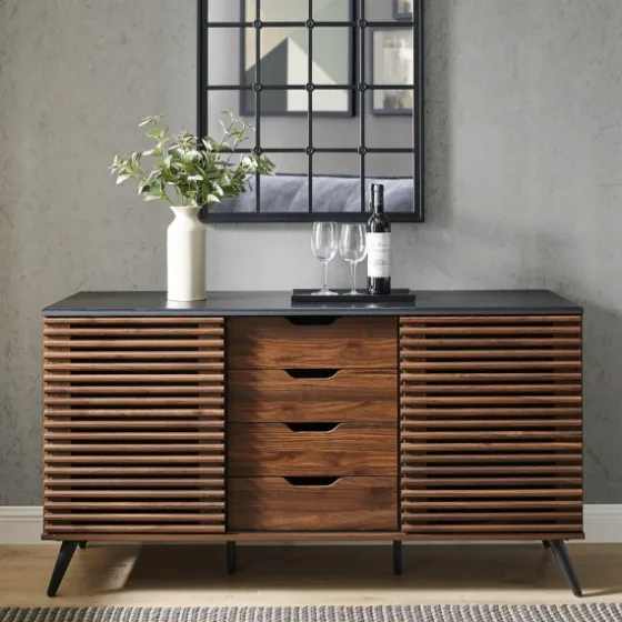 Dark Walnut Slatted 4-Drawer Cabinet-Kirkland's Home Best