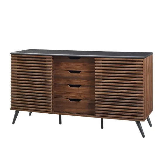 Dark Walnut Slatted 4-Drawer Cabinet-Kirkland's Home Best