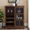 Dark Walnut Sliding Glass Door Bar Cabinet-Kirkland's Home Fashion