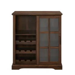 Dark Walnut Sliding Glass Door Bar Cabinet-Kirkland's Home Fashion