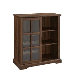 Dark Walnut Sliding Glass Door Bar Cabinet-Kirkland's Home Fashion