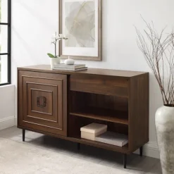 Dark Walnut Square Sliding Door Wooden Cabinet-Kirkland's Home Cheap