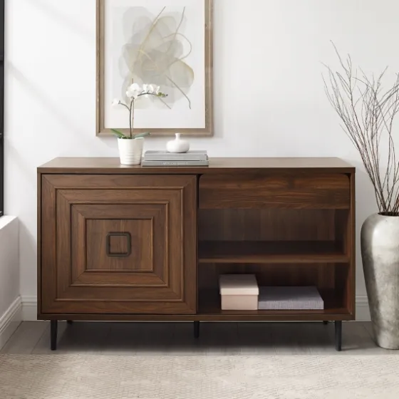 Dark Walnut Square Sliding Door Wooden Cabinet-Kirkland's Home Cheap